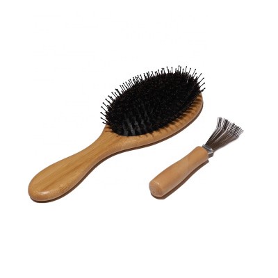 New Sets Anti-Static Hair Brush Boar Bristle Hair Comb Massage Brush With Stainless Steel Hair Brush