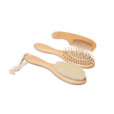 New Product Ideas 2020 Natural Wooden Baby Hair Brush and Comb Set for Newborn