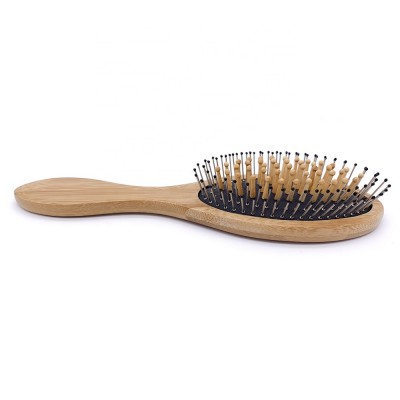 Bamboo handle wild boar Stainless steel pins  massage hair brush can be used on for human or wig hair