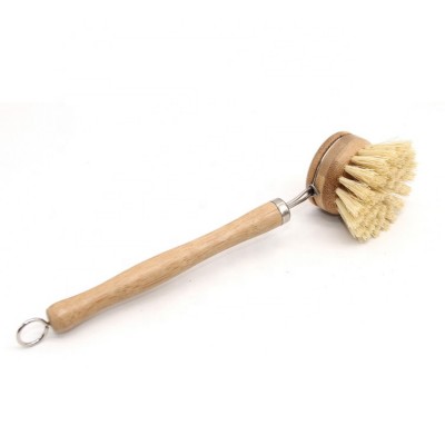 Natural Bamboo And Wood Long Handle Pot Brush Replaceable Brush Head Dish Brush Cleaning Household Kitchen Cleaning Tools