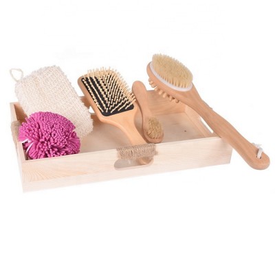 Natural Wooden Massage hair brush Bamboo dry body brush