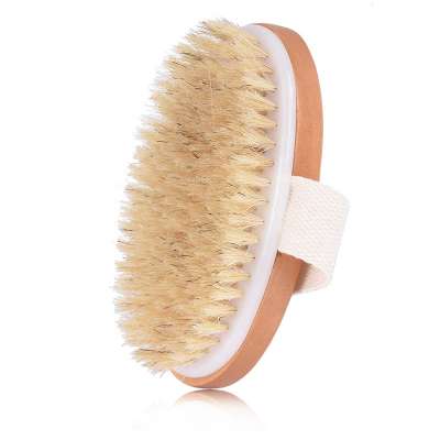 Private label oval Bamboo 100% Natural bath skin Soft bristle body brush